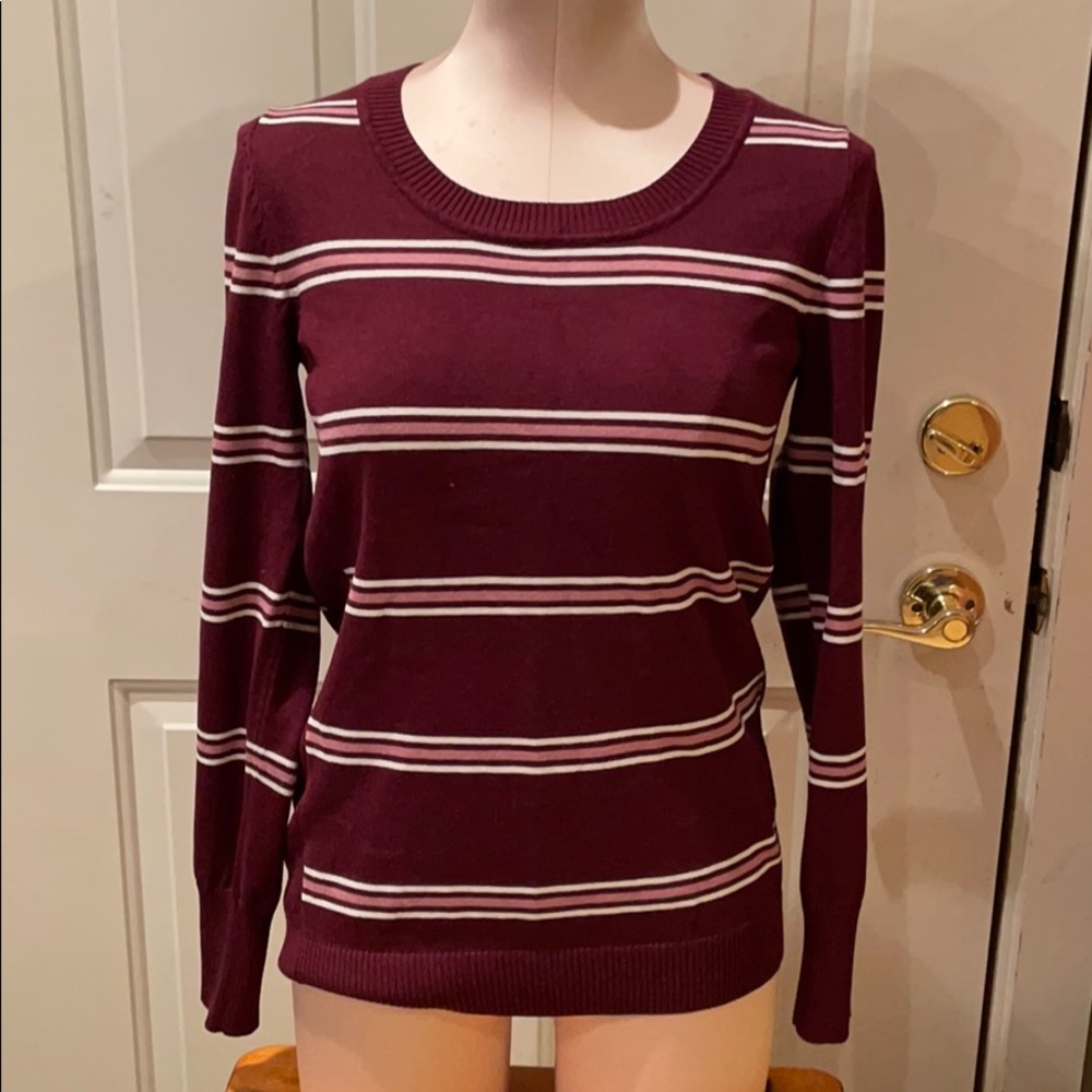 Olive & Oak burgundy striped knit sweater